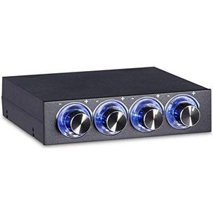 PC Fan Speed ​​Controller, Heat Reducing with Blue LED, 4 Channel Speed ​​& Temperature Controller For Computer Fan