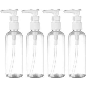 PRETYZOOM 4 Stks 100 Ml Hervulbare Plastic Pomp Dispenser Flessen Voor Lotion Massage Olie Shampoo Containers Ronde Pompflessen Wit