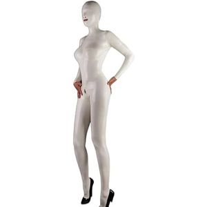 Full Body Latex Wit Catsuit Pak Kap Masker Zentai Bodysuit Turnpakje