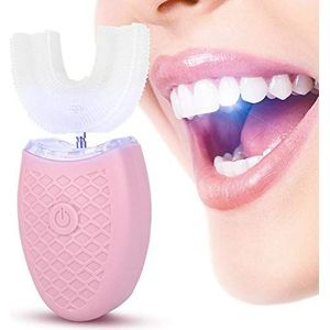 U-vormige volwassen elektrische sonische tandenborstel Automatische reiniging tandenborstel Mondverzorgingstool(Roze)