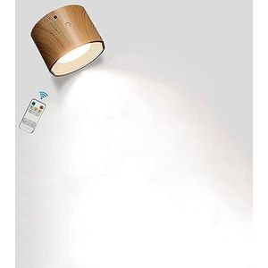 LED Wandlamp Indoor Wood Batterij Muurlamp Dimbaar met Afstandsbediening Touch Control LED Lamp USB Oplaadbare 2000 mAh Batterij 360° Draaibare Magnetische Lamp Draadloze Muurverlichting