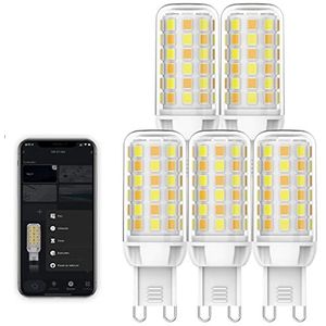 3W Smart WiFi G9 LED-lamp, vervangende 40W halogeenlamp, 320 lumen, compatibel met Alexa, spraakbesturing, dimbaar Geen flikkerende G9 LED-lampen,Wit,5PACK
