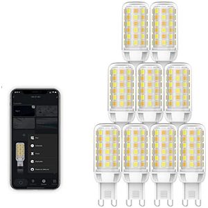 3W Smart WiFi G9 LED-lamp, vervangende 40W halogeenlamp, 320 lumen, compatibel met Alexa, spraakbesturing, dimbaar Geen flikkerende G9 LED-lampen,Wit,9PACK