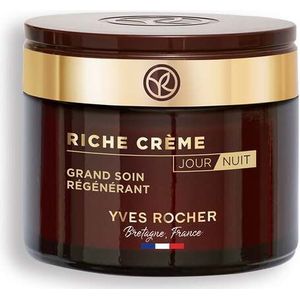 Yves Rocher RICHE CRÉME Intensieve verzorging dag & nacht, anti-aging gezichtscrème, met olie van 1000 rozen voor intensieve celregeneratie, 75 ml