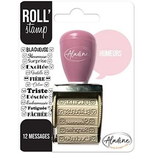 Aladine - Roll' Stamp Humeurs – rolstempel – 12 berichten om overal te stempelen – ideaal voor Bullet Journal, Scrapbooking 02160, zwart