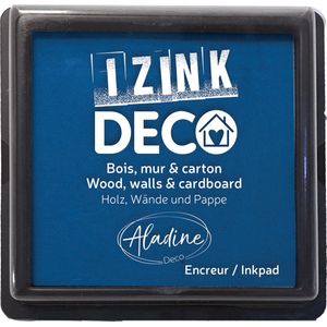 Aladine - Izink decoratief stempelkussen maat XL 10 x 10 cm – zeer dekkende pigmenten, sneldrogend – hoogwaardig schuim, ideaal voor creatieve vingerafdrukken op muur, hout en karton – marineblauw