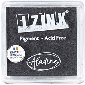 Aladine - Izink Pigment Grey stempelkussen - groot stempelkussen om te drogen - scrapbooking, reliëf en creatieve kaarten - maat L - 8 x 8 cm - Kleur: grijs