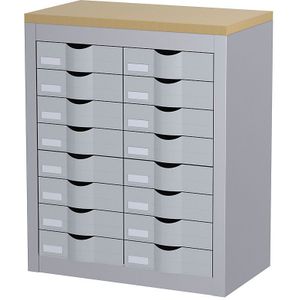 Paperflow Sorteerstation, met 60 laden in 3 rijen, aluminiumkleurig