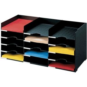 Formularbox stapelbar HxTxB 31,3x3,4x67,4cm 15 F&#228;cher PS (Polystyrol) schwarz