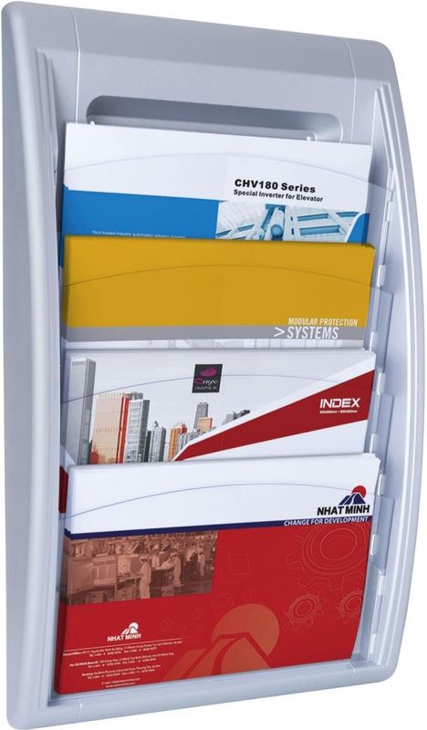Wandfolderhouder Quickfit, A4 liggend, aluminium kleur