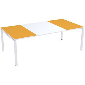 Paperflow easyDesk® conferentietafel, h x b x d = 750 x 2200 x 1140 mm, wit/oranje