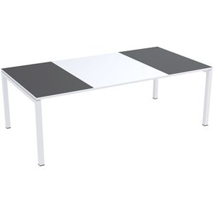 Paperflow easyDesk® conferentietafel, h x b x d = 750 x 2200 x 1140 mm, wit/antraciet