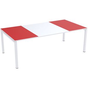 Paperflow easyDesk® conferentietafel, h x b x d = 750 x 2200 x 1140 mm, wit/rood