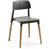 Stoel Paperflow Glamwood, massief hout, PP zitting, zwart, set van 2