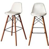 meet Barkruk STEELWOOD, met zitkussen, VE = 2 stuks, wit