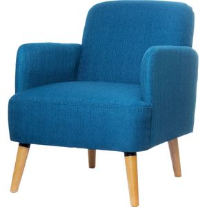 meet Fauteuil BROOKS, voeten van massief hout, blauw