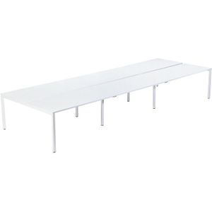 EasyDesk Teambureau voor zes personen, breedte 1600 / 4800 mm, diepte 800 / 1660 mm, wit