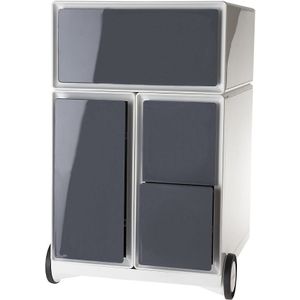 EasyBox Verrijdbaar ladeblok easyBox®, 1 lade, 1 hangmappenlade, 2 CD-laden, wit/antraciet