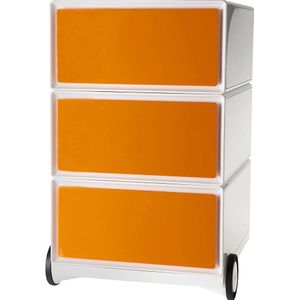 Paperflow Verrijdbaar ladeblok easyBox®, 3 laden, wit/oranje