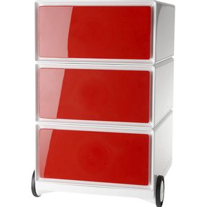 Paperflow Verrijdbaar ladeblok easyBox®, 3 laden, wit/rood