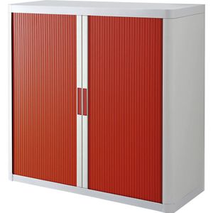 Paperflow Roldeurkast easyOffice®, 2 legborden, hoogte 1040 mm, wit/rood