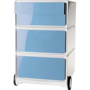 Paperflow Verrijdbaar ladeblok easyBox®, 2 laden, 2 vlakke laden, wit/blauw