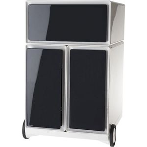 EasyBox Verrijdbaar ladeblok easyBox®, 1 lade, 2 hangmappenladen, wit/zwart