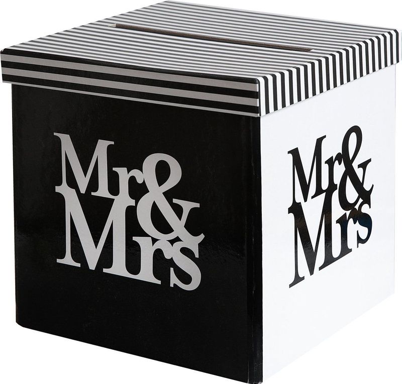 Santex Enveloppendoos - Bruiloft - Zwart/Wit - Karton - 20 X 20 cm - Mr And Mrs