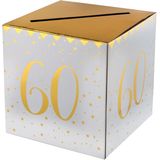 Santex Enveloppendoos - Verjaardag - 60 jaar - wit/goud - karton - 20 x 20 cm