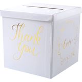 Santex Enveloppendoos thank you - Bruiloft - wit/goud - karton - 20 x 20 cm