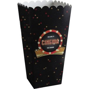 Santex Popcorn/snoep bakjes - 8x - Hollywood/film thema - karton - 6 x 8 x 17 cm