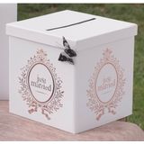 Santex Enveloppendoos just married - Bruiloft - wit/rose goud - karton - 20 x 20 cm