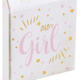 Santex cadeaudoosjes baby girl - Babyshower bedankje - 6x stuks - wit/roze - 4 cm - dochter