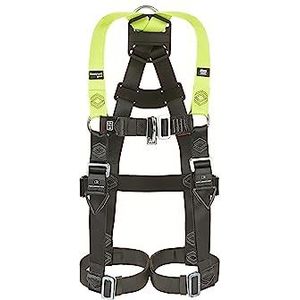 Honeywell Miller H500-harnas voor het hele lichaam, industriestandaard IS3, met bijpassende been- en borstgespen, D-ringen voor en achter, draagvermogen 140 kg, citroengroen, maat 3, 1036099