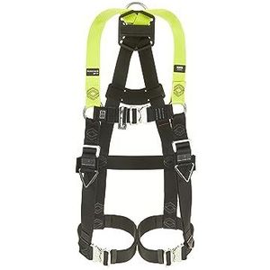 Honeywell Miller H500 industriestandaard IS4-constructieriem voor het hele lichaam met automatische snelsluiting op been en borst, D-ring op de rug, draagvermogen 140 kg, citroengroen, maat 2, 1036110