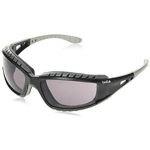 Bolle TRACPSF veiligheidsbril met nylon band, krasbestendig en anti-condens, zwart/rookkleurig