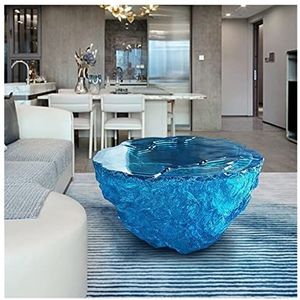 Kleine salontafel moderne woonkamer blauwe oceaan hars salontafel tafels transparante ronde decoratie vloersculptuur groot ornament nachtkastje kleine tafels (Color : 01)