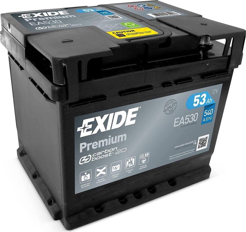 Exide - Premium EA530 - Auto-accu - 53 Ah - Carbon Boost