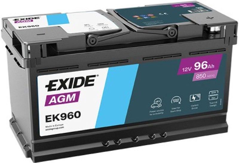 EXIDE - EK960 - Startaccu - 12 Volt - 96 Ah - AGM-accu - Voor voertuigen met start/stop