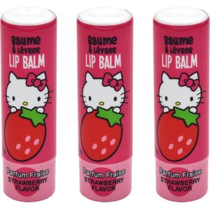 Hello Kitty Lippenbalsem - Set van 3 -Lip Balm Kinderen 5 gr - Vegan