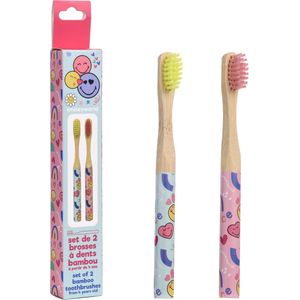 Take Care Smiley Word - Bamboo - Tandenborstel - 2 x