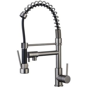 Essebagno Keukenkraan Big Pro Met Uittrekbare Handdouche Gun Metal | Keukenkranen