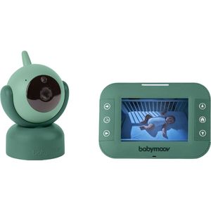 Babymoov YOO Twist Babyfoon Videocamera, gemotoriseerd, 360°, 3,5 inch display, slaaptechnologie, walkietalkie, nachtlampje, 8 slaapliedjes en temperatuurweergave, bereik 300 m