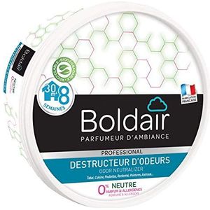 BOLDAIR - Gel destructeur d'odeur Neutre - Neutralise les odeurs - parfume - Produit gel solide - Multi application - durée 8 semaines - 300g - Fabrication française