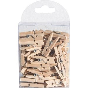 Hobby mini wasknijpers - 50x - naturel - hout- 2,5 cm