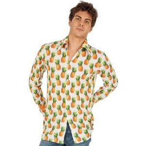 Carnavalskleding Hawaiiaans overhemd/blouse met ananas print voor heren - Carnavalsblouses