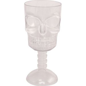 3D Doodshoofd glas - plastic transparant - 350 ml