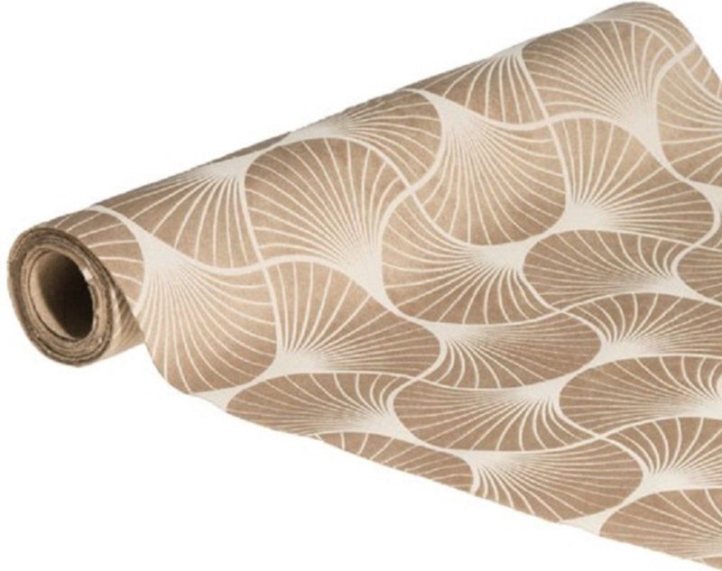 Chaks - Tafelloper - Ginkgo Print - Beige - 100% Polyester - 28 x 300 cm