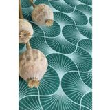 Chaks - Tafelloper op Rol - Ginkgo Print - Malagiet Groen - 100% Polyester, 28 x 300 cm