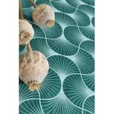Chaks - Tafelloper op Rol - Ginkgo Print - Malagiet Groen - 100% Polyester, 28 x 300 cm
